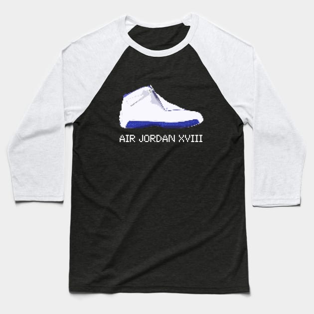 AJ XVIII - Pixelated art Baseball T-Shirt by Buff Geeks Art